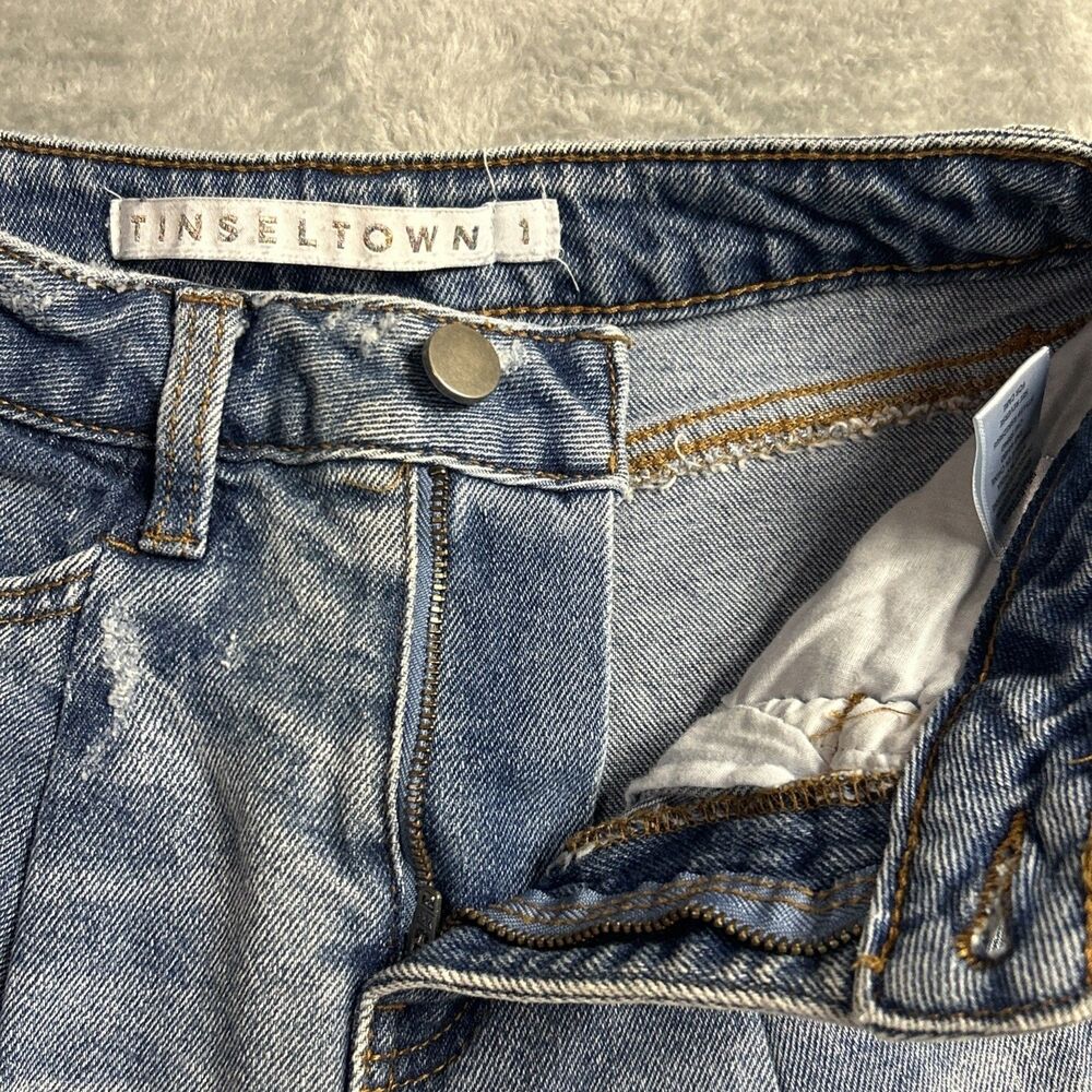 Tinseltown Womens Jeans Sz. 1 Distressed Straight Leg Medium Wash - Picture 6 of 16